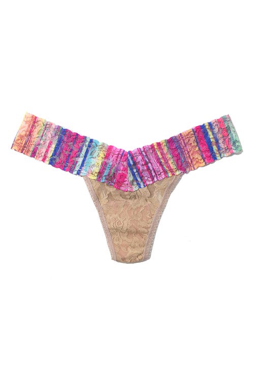 Shop Hanky Panky Signature Lace Low Rise Thong In Taupe/safari Bloom
