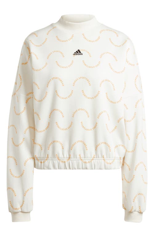 Shop Adidas Originals Adidas Loose Cotton & Recycled Polyester Graphic Sweatshirt In Off White/semi Spark