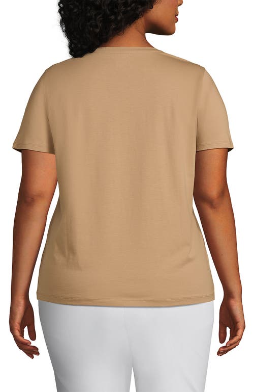 Shop Lands' End Plus Size Relaxed Supima Cotton Crew Neck T-shirt In Soft Nutmeg