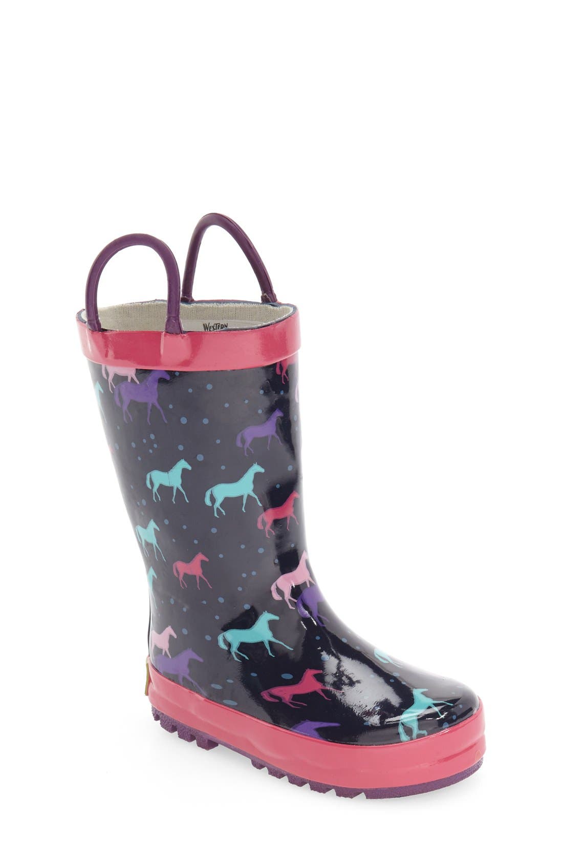 Western Chief 'Cute Horses' Rain Boot (Walker, Toddler, Little Kid