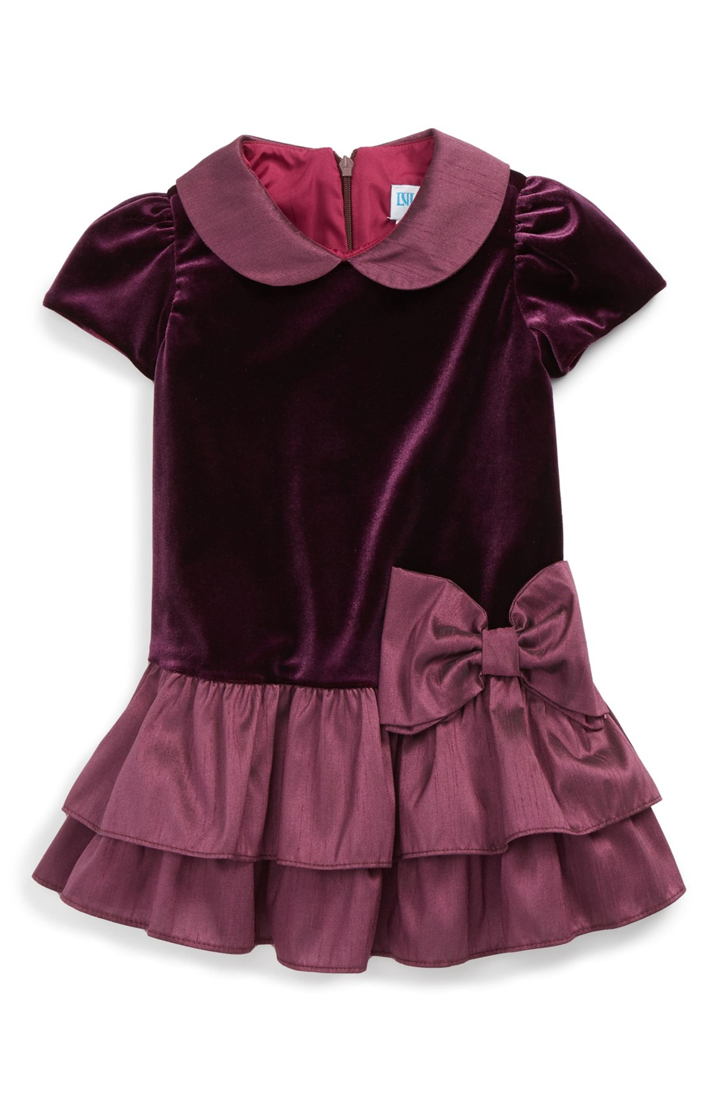 Luli & Me Velvet Ruffle Dress (Baby Girls) | Nordstrom