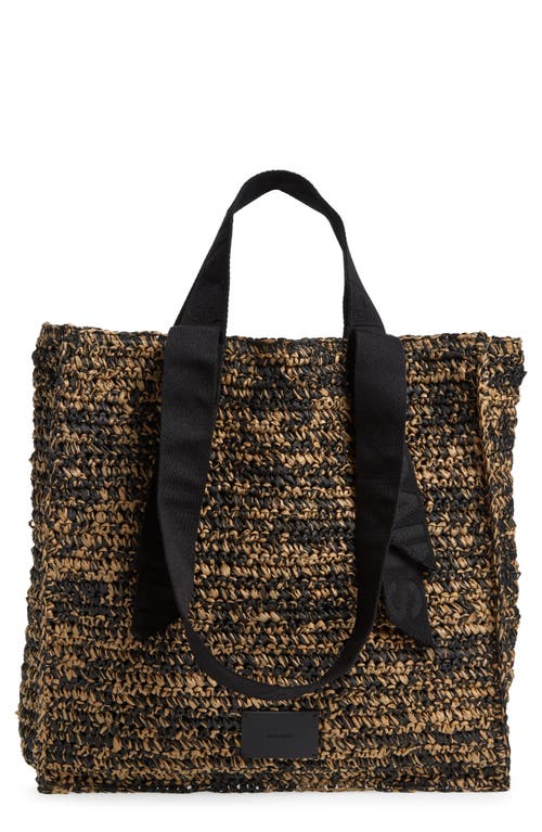 Shop Allsaints Lullah Straw Tote Bag In Black/almond