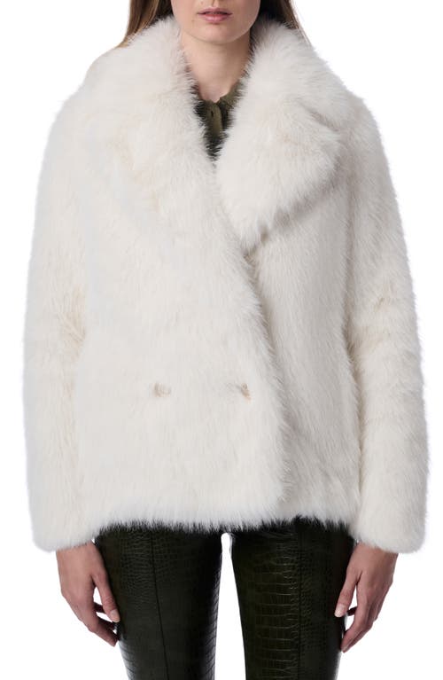 Bernardo Fuzzy Faux Fur Jacket in Cream 