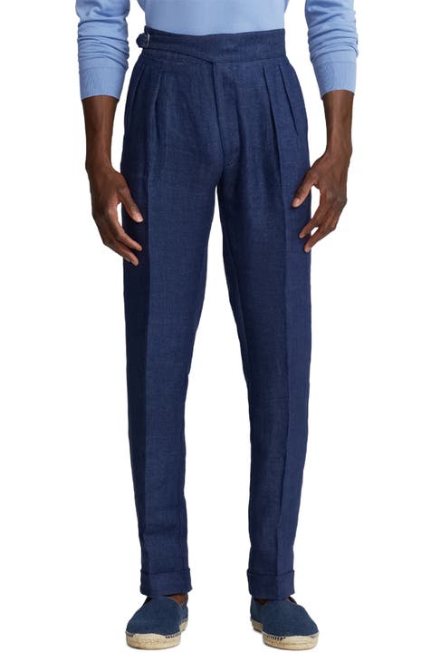Slim-fit 100% linen trousers - Man
