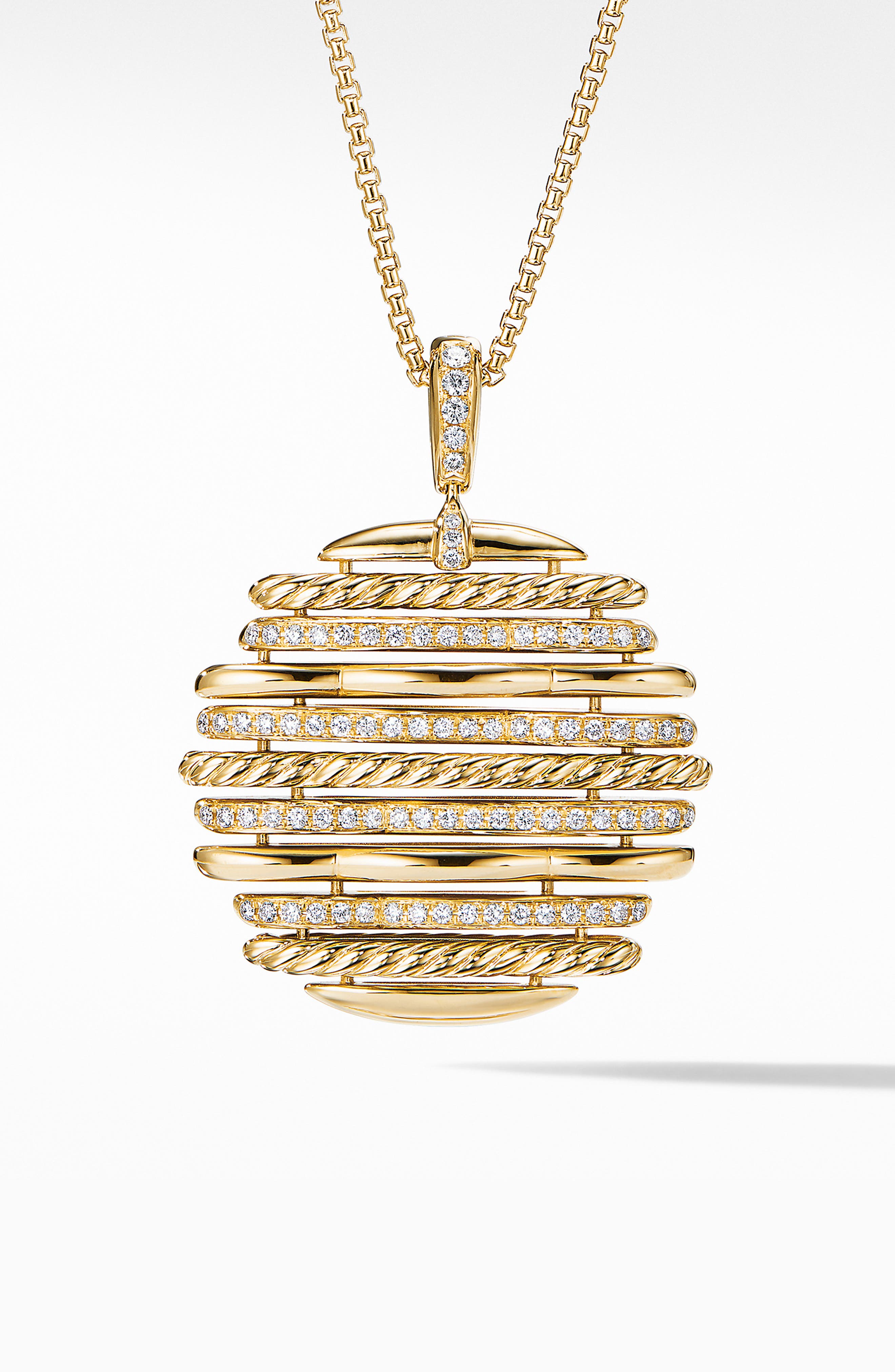 David Yurman Tides Pendant Necklace in 18K Yellow Gold with Diamonds