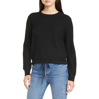 A.p.c. Taeko Rib Drawstring Merino Wool Sweater, Black