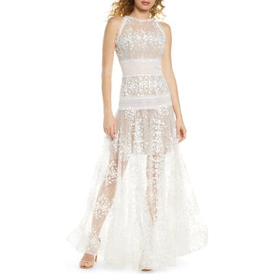 Bronx And Banco Megan Blanc Floral Lace Gown, White
