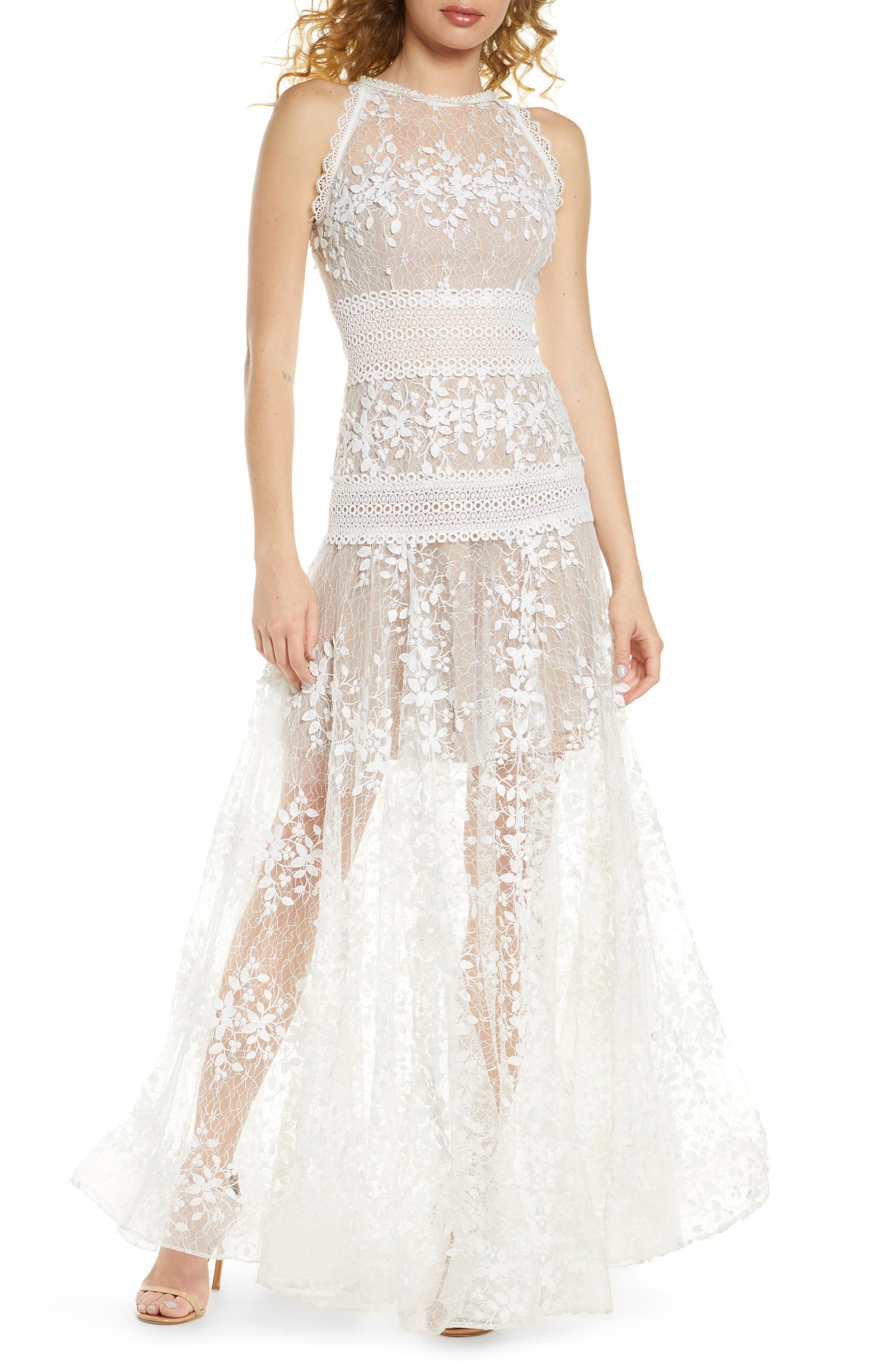 Bronx and Banco Megan Blanc Floral Lace Gown | Nordstrom