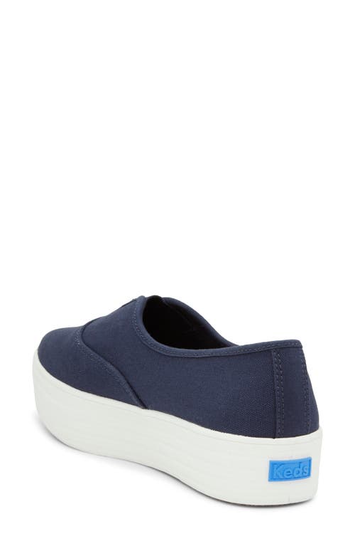 Keds Women's Champion Round Toe Chambray Slip On Canvas Sneakers In Navy Canvas