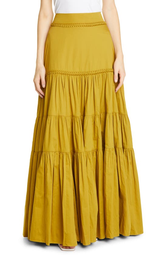 Aje Casablanca Braided Tiered Maxi Skirt In Olive Green | ModeSens