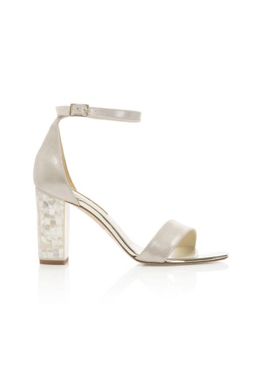 Shop Freya Rose Martene Ankle Strap Pearl Heel In Champagne