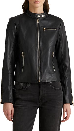 Lauren Ralph Lauren Leather Moto Jacket | Nordstrom