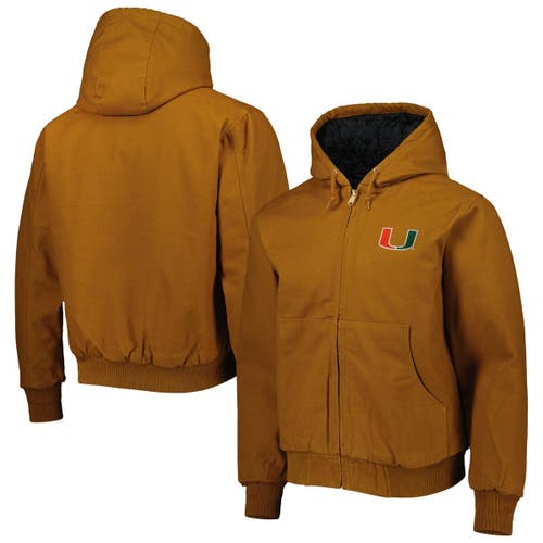 Men's Dunbrooke Tan Miami Hurricanes Dakota Full-Zip Hoodie in Brown