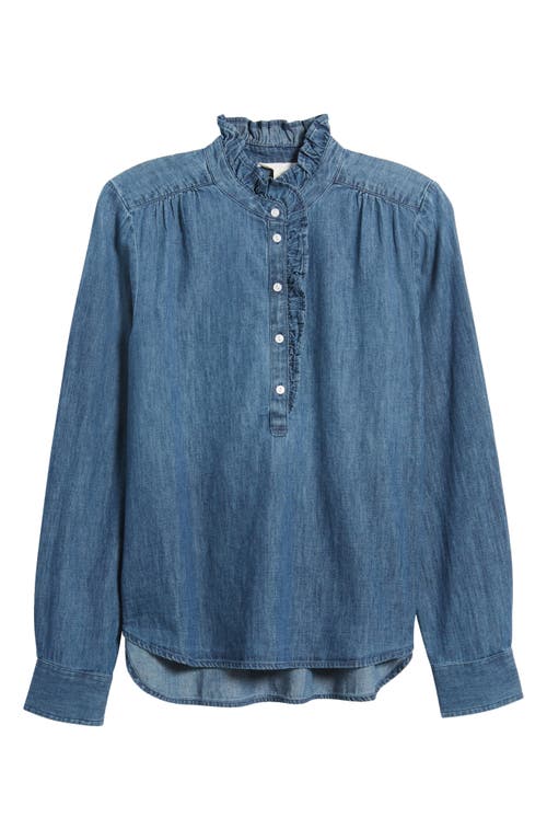 Caslonr Caslon(r) Ruffle Chambray Top In Dark Wash