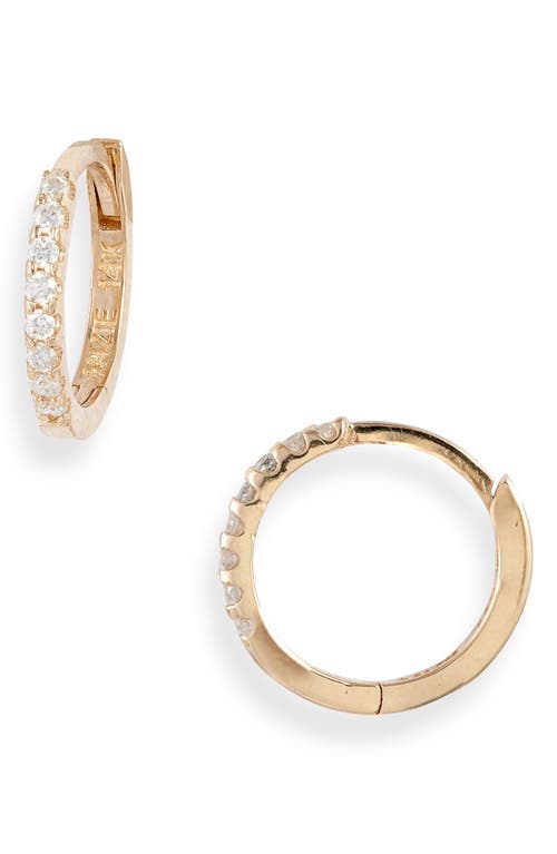 Cleo Mini Pavé Diamond Huggie Hoop Earrings in Gold/Diamond