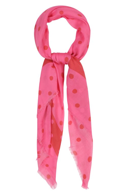 kate spade new york painterly dot fringe scarf in Pink Cloud