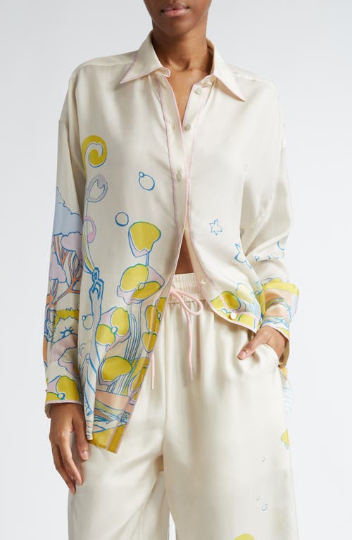 Shop Zimmermann Pop Print Relaxed Silk Shirt In Watercolour Multi