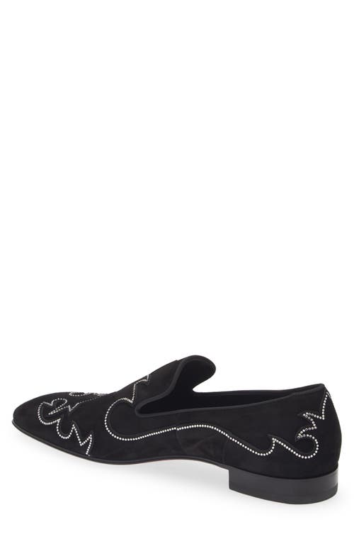 Christian Louboutin Dandysiago Grosgrain-trimmed Embellished Velvet Loafers In Black