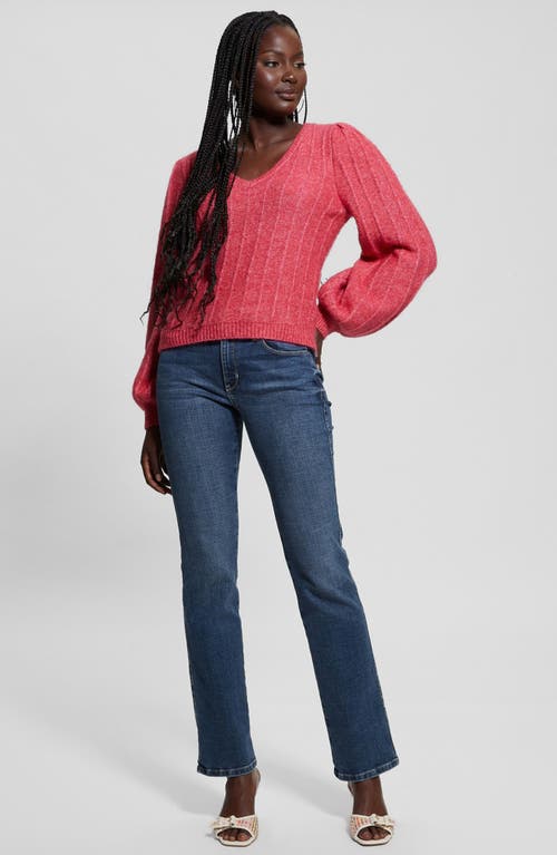 Guess Madeline Pointelle Detail Sweater In Spring Coral