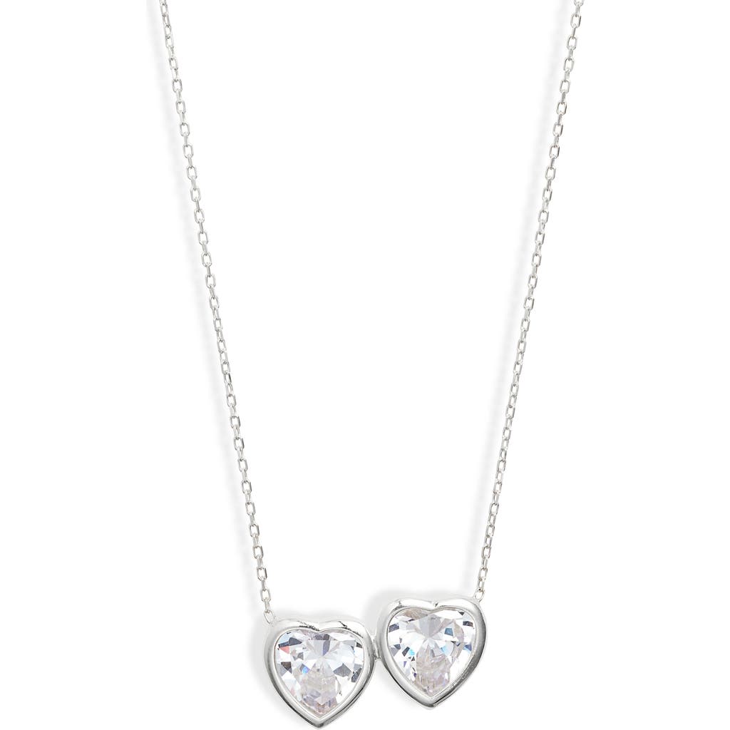 Shymi Fancy 2-stone Bezel Pendant Necklace In Silver/white