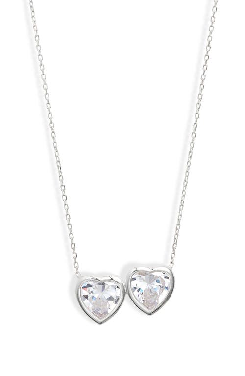 Shymi Fancy 2-stone Bezel Pendant Necklace In Silver/white