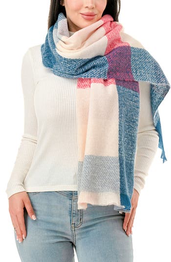Marcus Adler Plaid Scarf In Pink