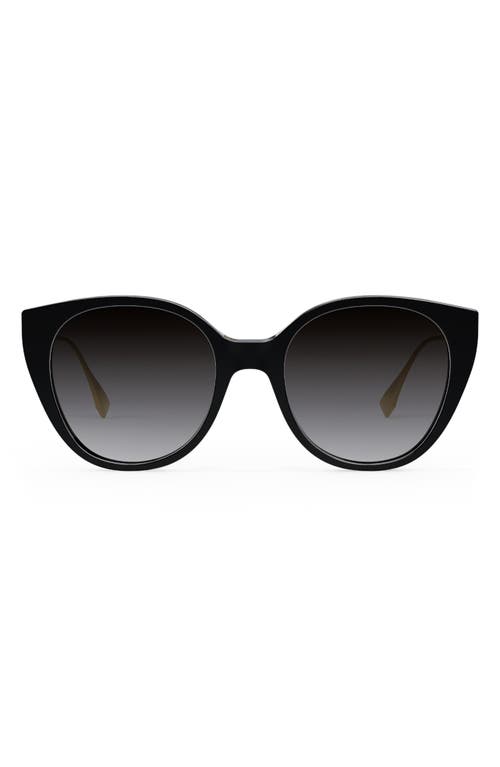 Fendi The  Baguette 54mm Round Sunglasses In Shiny Black/smoke Polarized