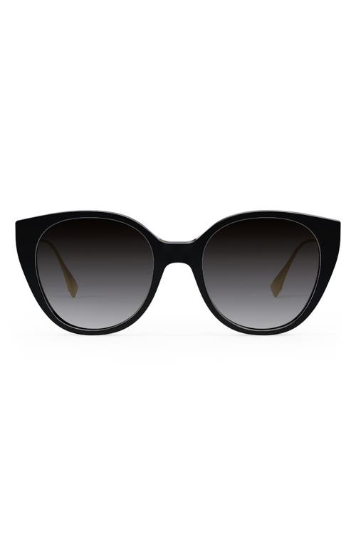 Fendi The Baguette 54mm Round Sunglasses In Shiny Black/smoke Polarized