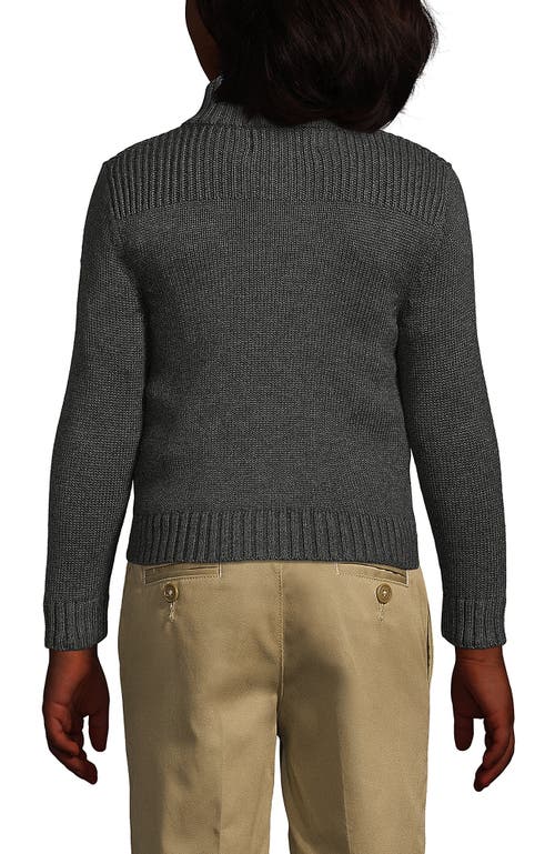 Lands' End School Uniform Boys Cotton Modal Zip Front Cardigan Sweater In Coal Heather