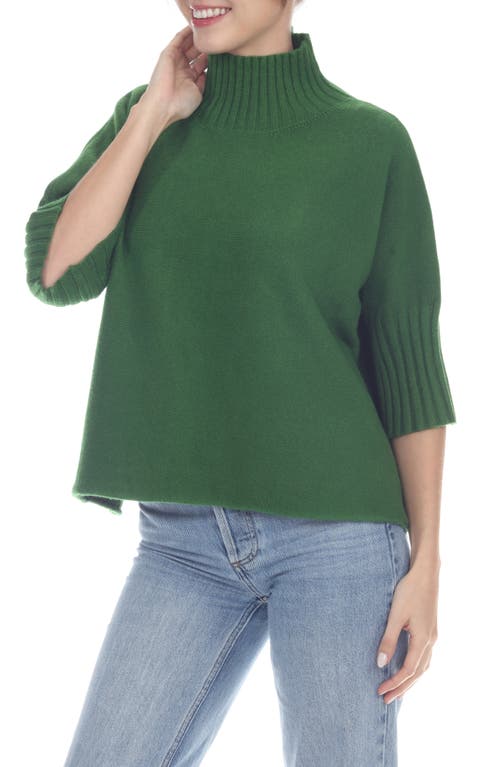 Rain And Rose Mock Neck Boxy Sweater In Olive