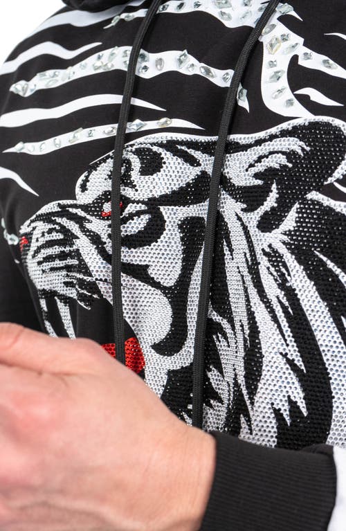 Maceoo Ziger Embellished Graphic Hoodie In Black