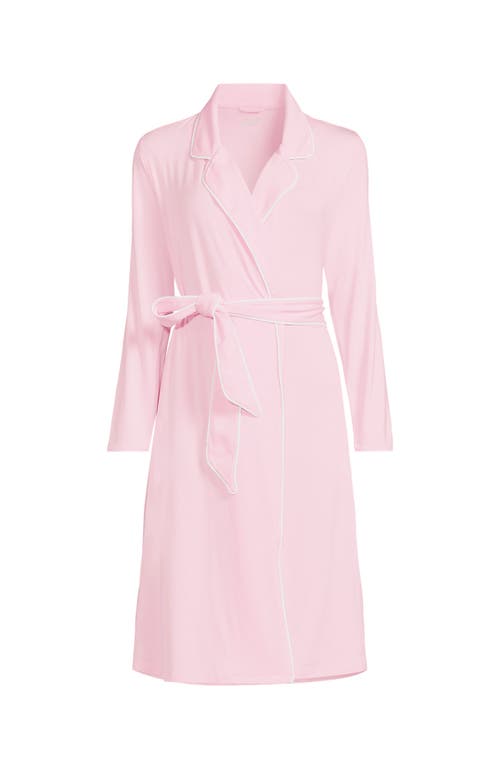 Shop Lands' End Plus Size Cooling Robe With Piping In Pink Fog