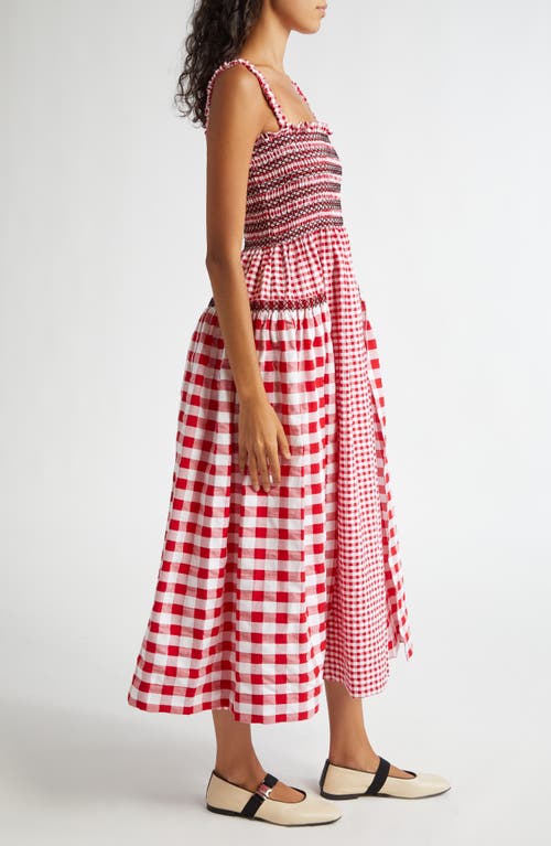 Shop Molly Goddard Jacob Smocked Gingham Sundress In Red