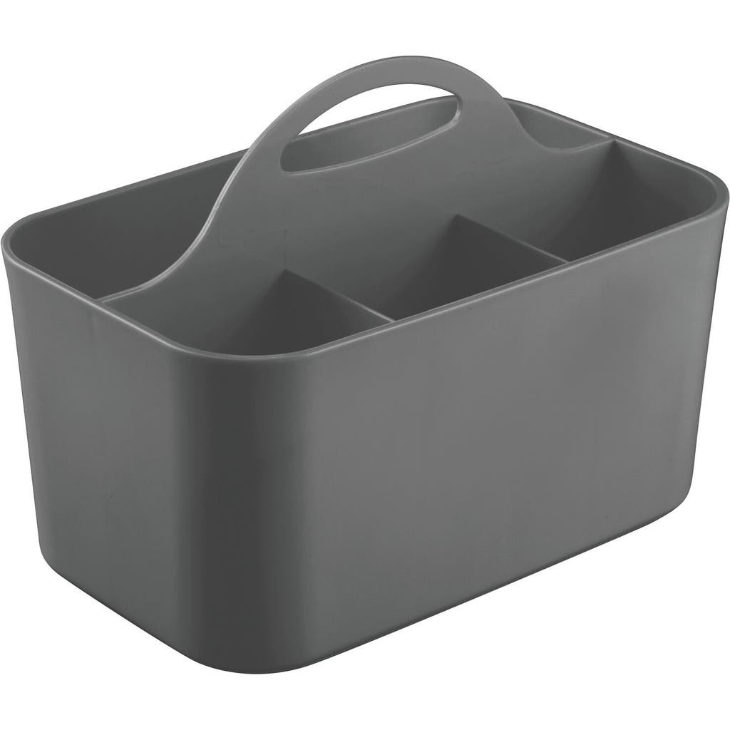 Mdesign Plastic Shower Caddy Storage Organizer Basket With Handle In Charcoal