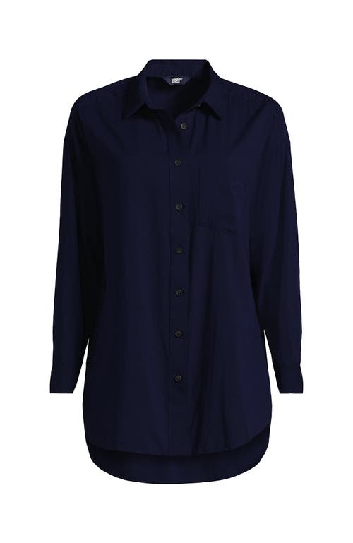 Lands' End Cotton Voile Billowy Oversized Shirt In Deep Sea Navy
