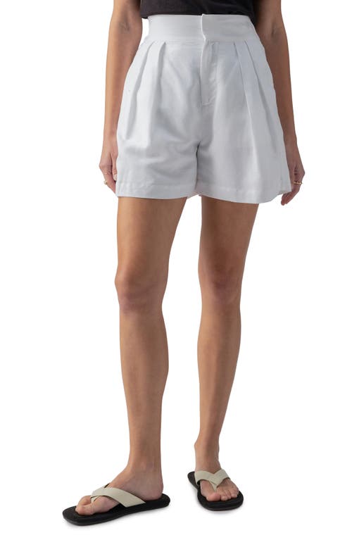 Pull Me On Linen Blend Shorts in White