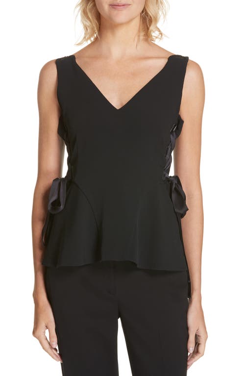 Jonathan Simkhai Lace-Up Side Crepe Top in Black at Nordstrom, Size 2