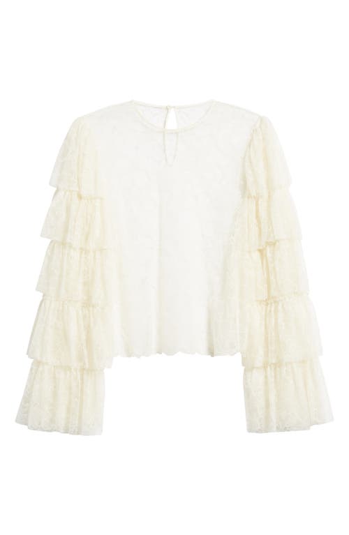 Frame Ruffle Sleeve Lace Top In Cream