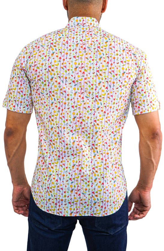 Shop Maceoo Galileo Stretchfruits Multi Short Sleeve Performance Button-up Shirt In White