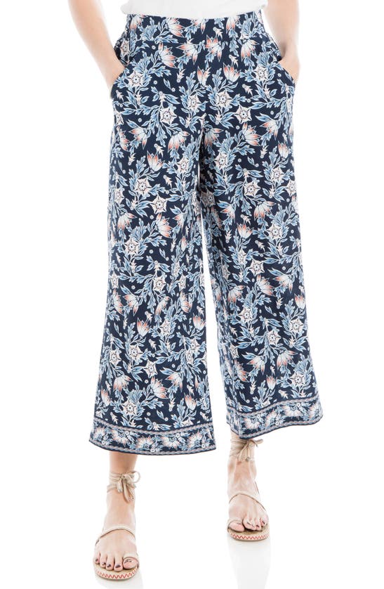 Shop Max Studio Crop Wide Leg Pants In Navy