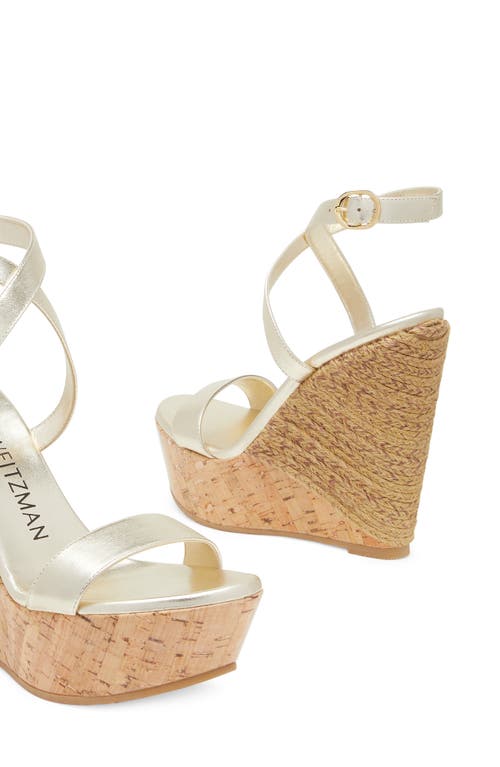 Shop Stuart Weitzman Platform Wedge Sandal In Platino/natural