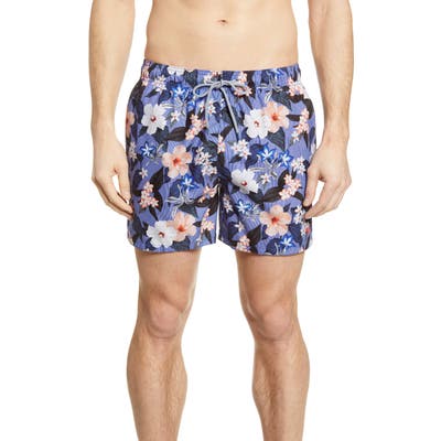 Ted Baker London Inspect Floral Stripe Swim Trunks, Blue