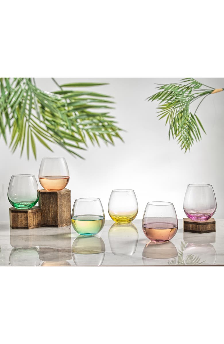 JoyJolt Hue Set of 6 Colored Stemless Wine Glasses Nordstromrack
