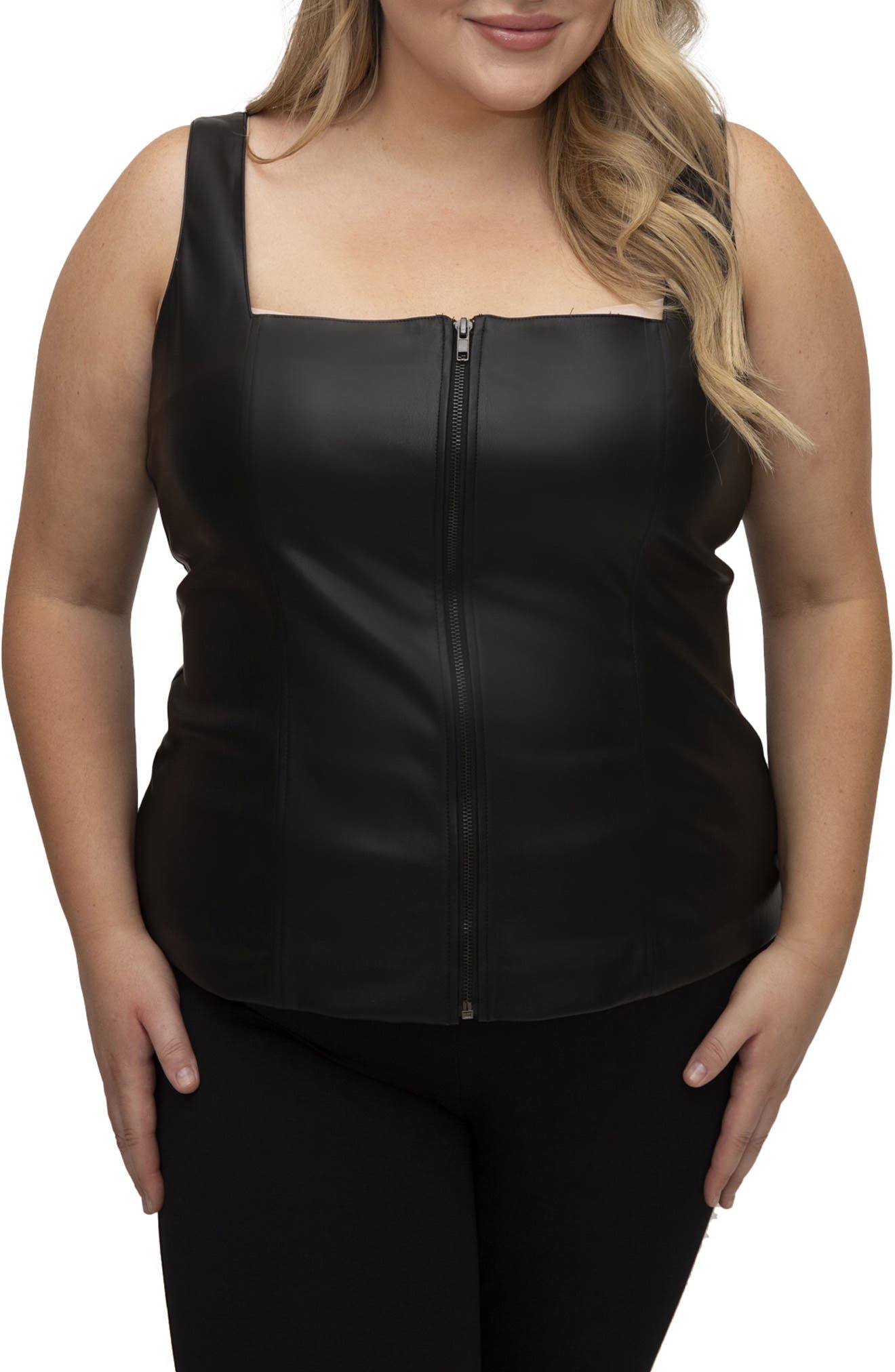 plus size leather top