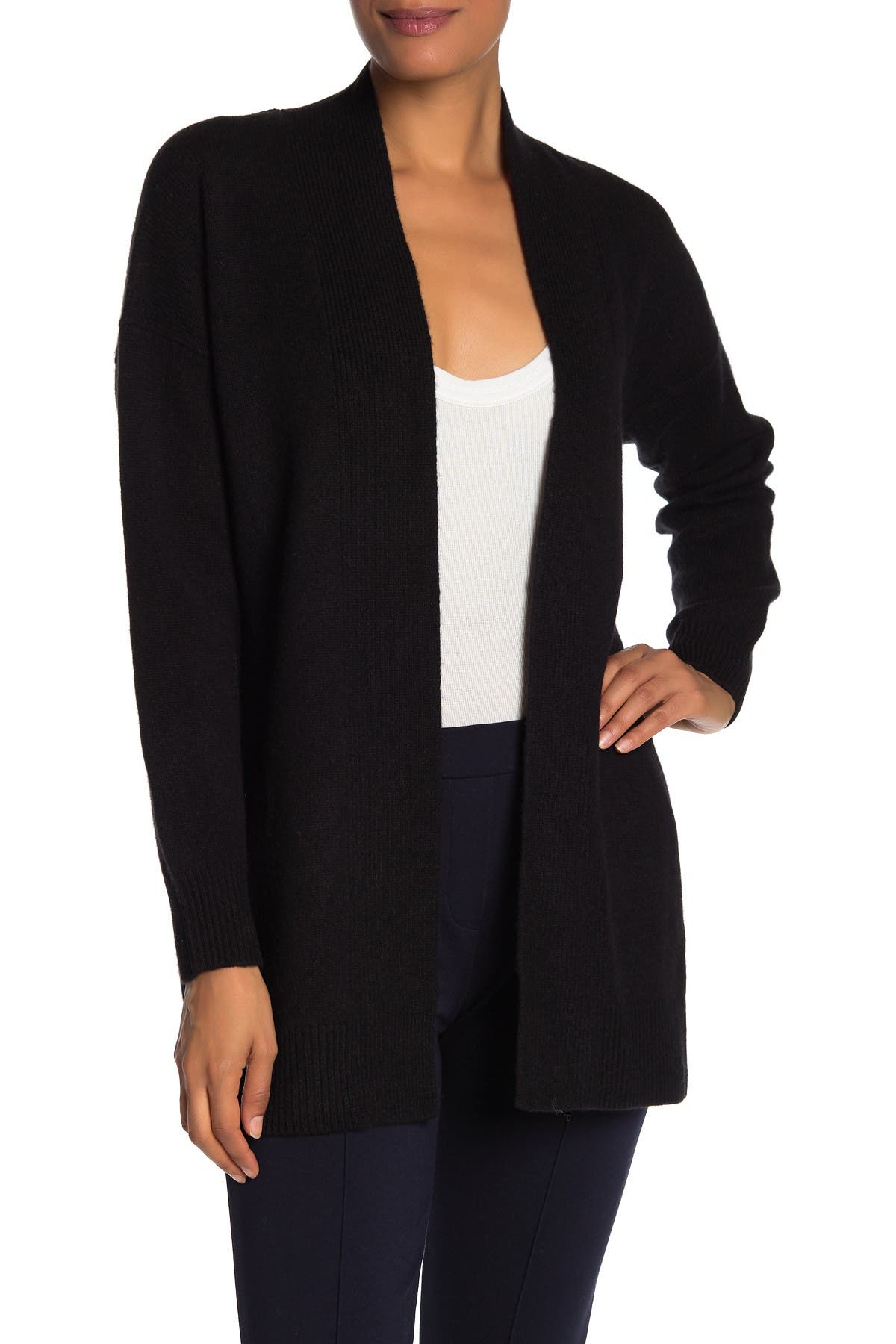 vince rib trim cardigan