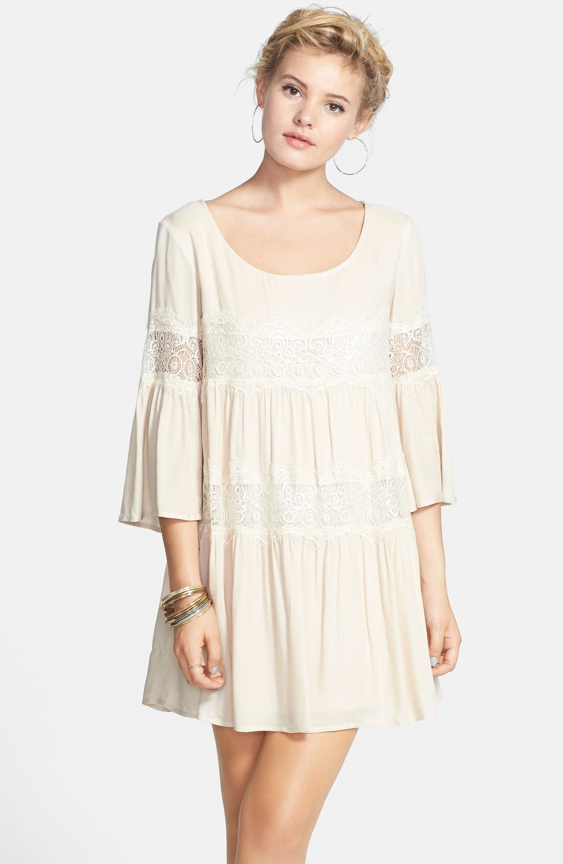 En Crème Lace Inset Dress (Juniors) Nordstrom