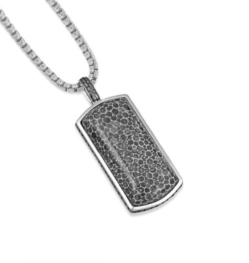 LUVMYJEWELRY LUVMYJEWELRY FOSSIL AGATE STERLING SILVER MEN TAG NECKLACE 