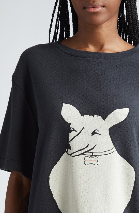 Shop Eckhaus Latta Brutal Oversize Pointelle Stitch Cotton Graphic T-shirt In Stretch Limo