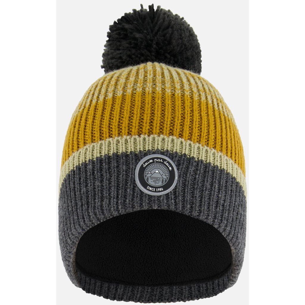Deux Par Deux Boy's Knit Hat Gray, Spice And Sage In Stripes