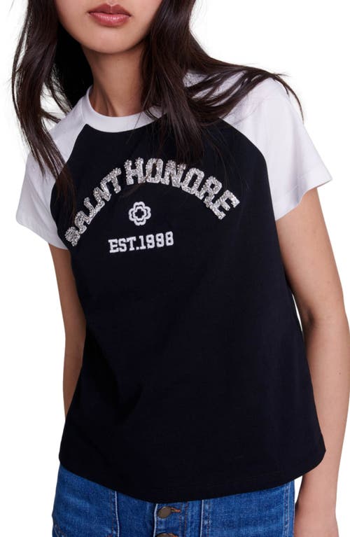 Shop Maje Saint-honoré Diamanté T-shirt In Black